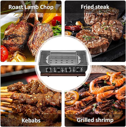 Japanese BBQ Grill Stove Charcoal Barbecue Stove Rectangle Calligraphy Quick Heating Aluminium Alloy Wire Grill Base for Camping (M)