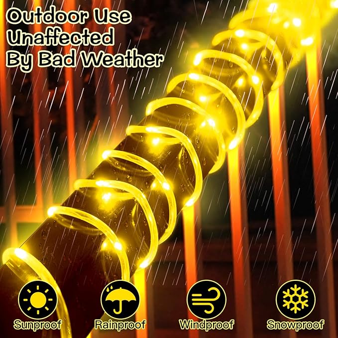 LitHome 50 FT Solar Rope Lights Outdoor Waterproof, 18 Colors Changing 150 LED Rope Lights for Outside with Remote, Solar Fairy String Tube Light for Pool Trampoline Tree Garden Yard Christmas Decor