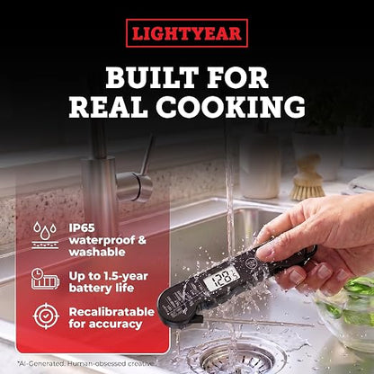 Lightyear Digital Meat Thermometer – Instant Read for Grilling | Cooking thermometer for meat, BBQ and grilling – grilling thermometer, food thermometer, waterproof meat temp probe