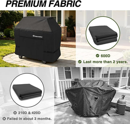 Porch Shield 50W x 24D x 46H inch Premium Gas Grill Cover Up to 48 inch, Waterproof and Fade Resistant 600D BBQ Covers for Weber, Brinkmann, Char-Broil and More, Black