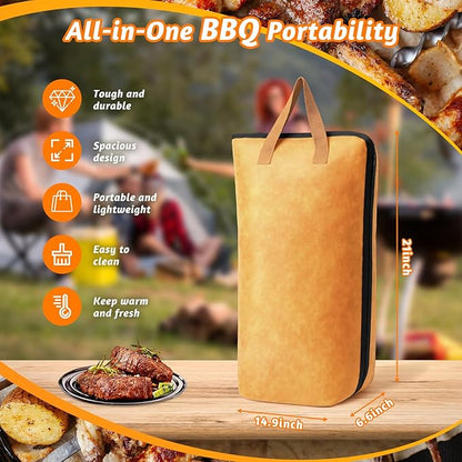 BBQ Blanket for Resting Meat, 21in Meat Resting Blanket, Reusable Smoker Grilling Meat Resting Bag with Wide Mouth with Handle Design for Large Brisket/Pork Shoulders/Turkeys,Gifts for Men