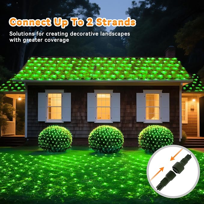 LitHome 21FT x 5FT Christmas Net Lights Outdoor Mesh Lights Connectable | 8 Modes 360 LED Halloween Green Net Light for Bushes, Giant Mesh Light Waterproof for Christmas Garden Party Roof Decor