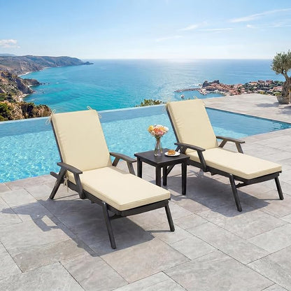 Chaise Lounge Cushions Outdoor, 80 x 26 Inch Water & Fade-Resistant Patio Furniture Lounge Cushion, Beach Umbrella Lounger Chair Replacement Cushion with Removable Cover Pad, Beige