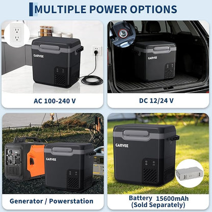 12 Volt Refrigerator, 19QT 12V Car Fridge, Portable Freezer Compressor Electric Cooler, 12/24V DC 110-240V AC, Portable Refrigerator for RV/Truck/Camping, -4°F to 68°F Internal Battery (Not Included)