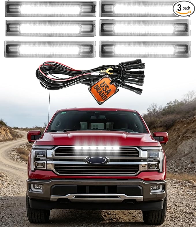 LED Grill Lights for Ford F150 2024-2026 King Ranch & Platinum Only, White | Direct-Snap F150 Front Grille Marker Lights, OEM-Style Fit, IP68 Waterproof, Raptor-Style Front-End Upgrade, Off-Road Ready