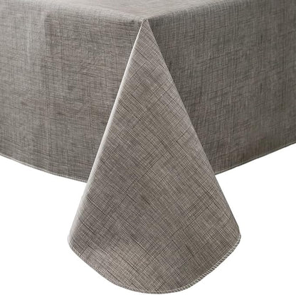 LIBERECOO Vinyl Tablecloth with Flannel Backing, Premium Gray, Waterproof, Stain-Resistant, Easy-Clean Table Cover for Dining, Kitchen, and Outdoor Use, 60" x 102" Rectangle
