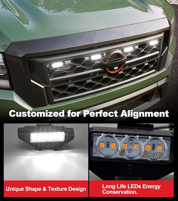 White Grill Lights and Smoked Fender Lights Bundles for Frontier 2022-2024