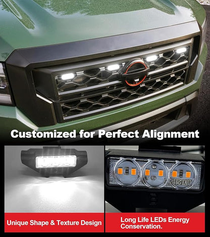 White Grill Lights and Smoked Fender Lights Bundles for Frontier 2022-2024