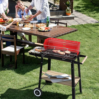 Ochine Portable Charcoal Grill, Barbecue Charcoal Grill, Stainless Steel Folding BBQ Grill and Smoker, Barbecue Grill for Outdoor Cooking Camping Hiking Picnics Garden Beach Party BBQ Tools