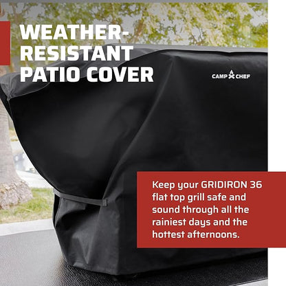 Camp Chef Gridiron 36 Patio Cover - Durable Outdoor Flat-Top Grill Cover with Form-Fitting Straps for Gridiron 36