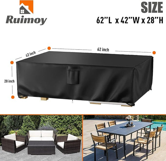 Ruimoy Patio Furniture Covers, Outdoor Furniture Cover Waterproof, General Purpose, Outside Table and Chair Covers, Heavy Duty 600D (62 Inch L x 42 Inch W x 28 Inch H)