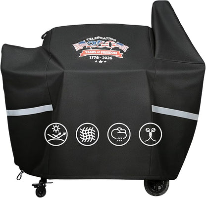 Grill Cover for Pit Boss 820 Deluxe/820D/820FB/820SC/820XL/820PS1, 850 Pro/850 DX & Z Grills 700 Series, 600D Waterproof Pellet Smoker Cover with Drawstring and Handles, 1776-2026 Patriotic Design