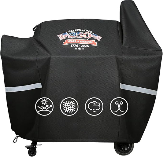 Grill Cover for Pit Boss 820 Deluxe/820D/820FB/820SC/820XL/820PS1, 850 Pro/850 DX & Z Grills 700 Series, 600D Waterproof Pellet Smoker Cover with Drawstring and Handles, 1776-2026 Patriotic Design
