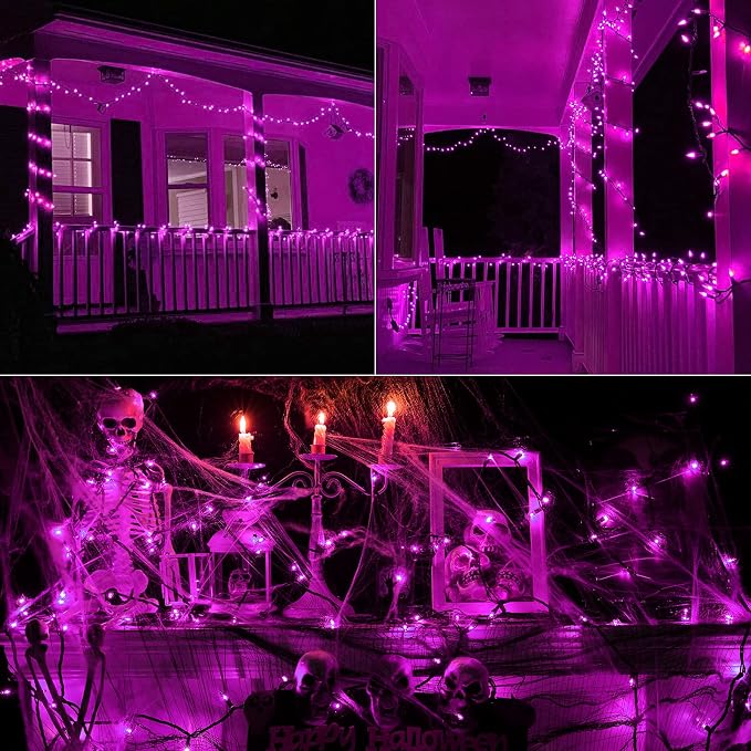 Toodour Purple Halloween Lights, 12.5ft 50 Count Incandescent String Lights | UL Certified Connectable Mini Bulbs Purple Lights for Home, Garden, Porch, Yard, Patio, Party, Indoor Halloween Decoration