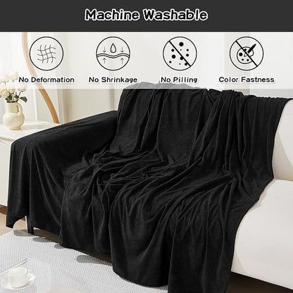 MEETSKY Couch Cover for 2 Cushion Sofa Washable, Cat Scratch Proof Sofa Covers, Furniture Protector Love Seat L Shape Soft Sectional Couch Covers for Dogs Pets, 71" x 102", Black