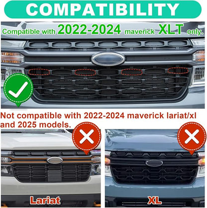 Front Grille Led Light For 2022 2023 2024 Ford Maverick XLT Raptor Style Grill Lights,Maverick Accessories (Only Fit XLT-Amber)