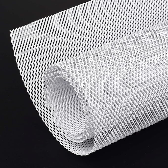 AggAuto Universal 40"x13" Car Grill Mesh 4x8mm Rhombic Hole White | Aluminum Alloy Automotive Grille Insert Bumper, One of the Most Multifunctional Shape Grids 100x33cm