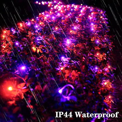 Lovelite 300LED Net Lights Halloween Decorations, 14.8ft x 5ft Outdoor Mesh Lights 8 Modes & Timer, Connectable Waterproof Christmas Light for Bushes Xmas Tree Party Garden Lawn, Purple Orange