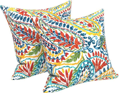 LVTXIII 2 Pack Outdoor Pillow Covers ONLY 18x18 Inch, Water-Repellent Square Decorative Cushion Covers for Patio Furniture, Garden, Sofa, Paisley Multi