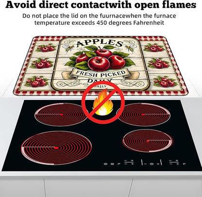 Multi-Design Stove Cover for Glass/Electric Stoves - 3-in-1 Heat-Resistant Protector Mat, Non-Slip Drying Rack 28"x20"
