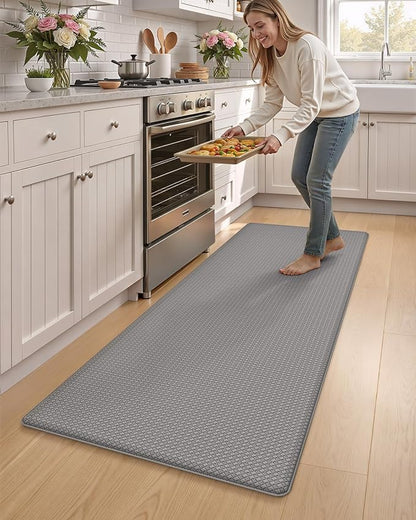 Color&Geometry Anti Fatigue Cushion Kitchen Mat for Floor -24"x59",Wide,Easy Clean, Water & Oil Proof, Anti Slip, Foam Rubber Runner Rug for Front Sink Comfort Standing,Grey