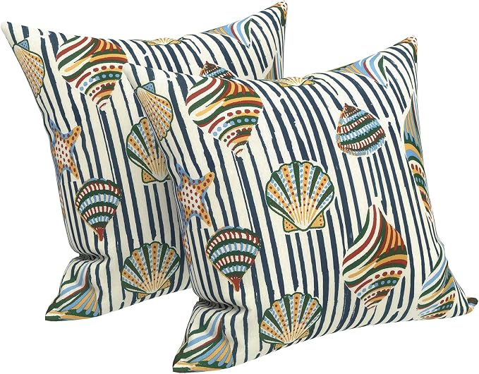 LVTXIII 2 Pack Outdoor Throw Pillow Covers for Patio Furniture, 16x16 Inch Square Pillow Case, Water-Repellent Cushion Covers for Garden, Porch, Sofa, Cabana Shells