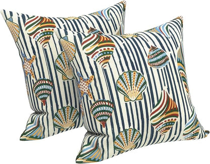 LVTXIII 2 Pack Outdoor Throw Pillow Covers for Patio Furniture, 16x16 Inch Square Pillow Case, Water-Repellent Cushion Covers for Garden, Porch, Sofa, Cabana Shells