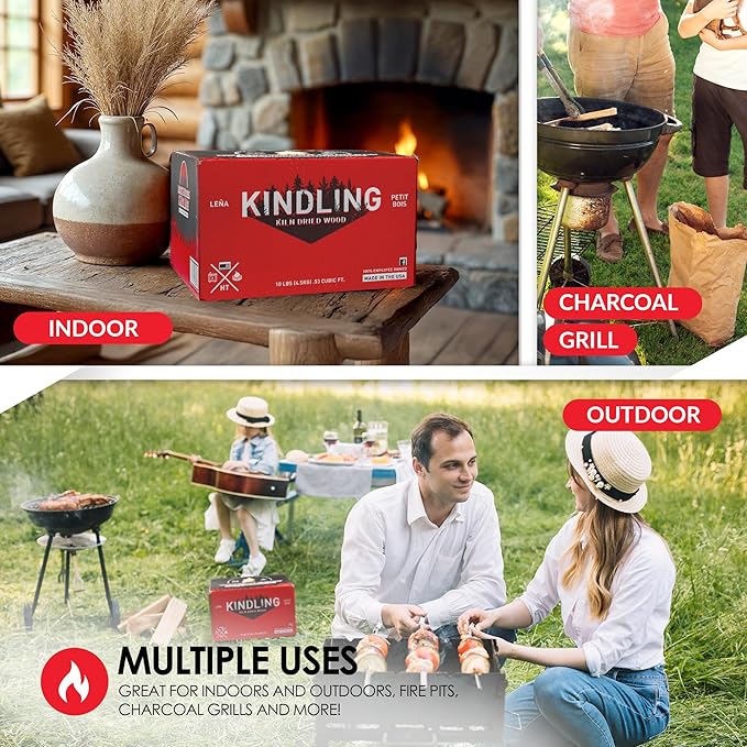 10lbs Kindling Wood - Fire Starters for Campfires - 100% Natural Firestarter for Firewood - 100+ Camping Fire Starter Sticks