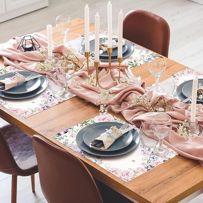 Paper Placemats Disposable 50 Pack Watercolor Flower Disposable Placemats 16x 11 Inch Summer Paper Table Mats for Home Kitchen Dining Table Decoration Wedding Party Supplies