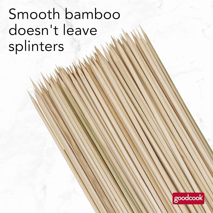 GoodCook Everyday 12-Inch Bamboo Skewers, 100-Count, Wooden Skewers for Grilling, Shish Kabob, BBQ, and Kebabs, Durable Single-Point Ends, Versatile Skewer Sticks for Cooking and Crafts