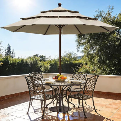 EliteShade USA 10-Year-Non-Fading 10ft 3-Tier Market Patio Umbrella, Commercial Grade Outdoor Table Umbrella with Crank Open, Windproof & UPF 50+ UV Protection, Heavy Duty Ventilation for Garden, Deck, Pool, Backyard, Beach & Bistro, No Tilt, Antique B...