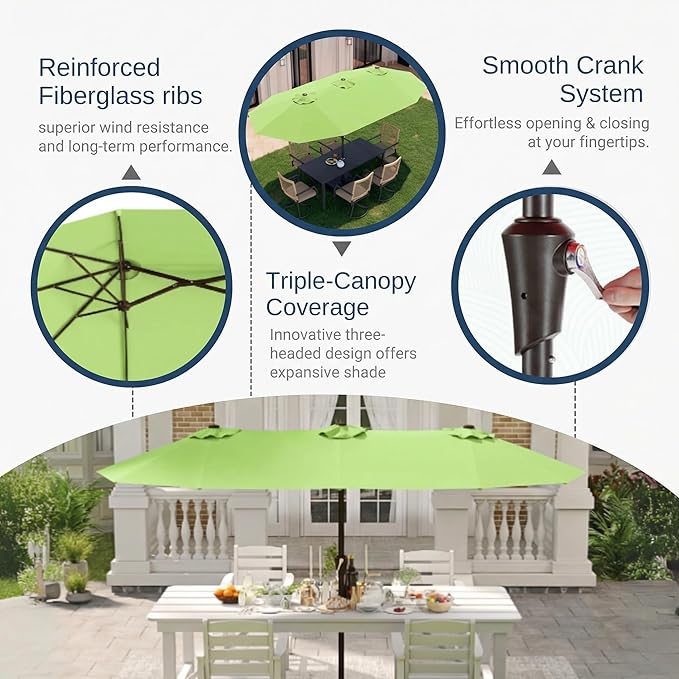 15FT Large Patio Umbrella with Base Included