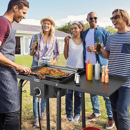 ROVSUN Single Burner Gas Stove with Side Shelf, 100,000BTU Portable Propane Stove with Removable Leg & Regulator for Camping Home Backyard Outdoor Cooking Brewing Canning Turkey Frying