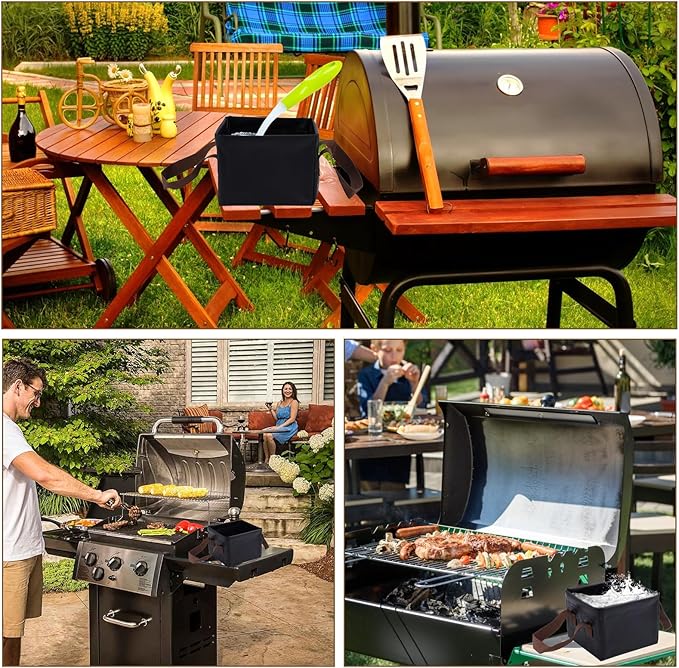 Grill Brush Soak Basin, Grill Brush Collapsible Water Bucket Square Barbecue Rescue Brush Dunk Tank Cleaning Basin for Grill Brush Bristle Free (Only Soak Basin No Grill Brush)