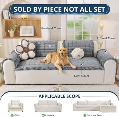 OstepDecor Couch Cover for Dogs, Washable Non Slip Sofa Cover for Pets | Soft Couch Covers for Sofa, Loveseat and Sectional, Furniture Protector Against Pet Hair & Dirt (27.6" x 47.2", Blue Grey)