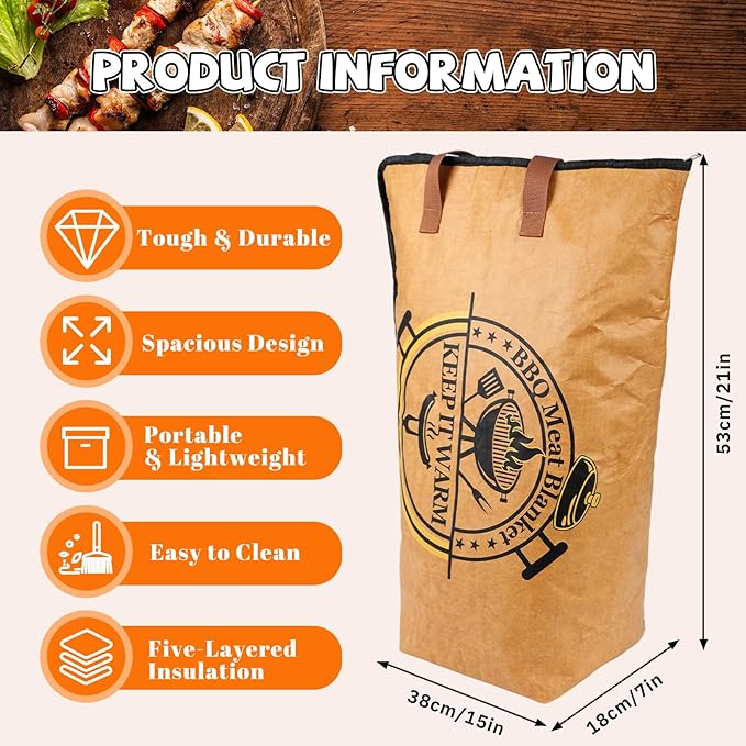 BBQ Blanket for Resting Meat - Insulated Brisket Blanket, Reusable Smoker Grilling Meat Resting Bag for Large Brisket Beef Pork Shoulders Turkeys, for Dad Father Daddy