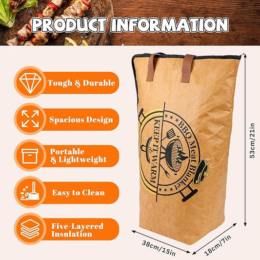 BBQ Blanket for Resting Meat - Insulated Brisket Blanket, Reusable Smoker Grilling Meat Resting Bag for Large Brisket Beef Pork Shoulders Turkeys, for Dad Father Daddy