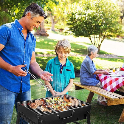 Uten Portable Charcoal Grill, Stainless Steel Folding Grill Table top Outdoor Smoker BBQ for Camping, Beach Barbecue, Smoker Grill for Camping Picnics Garden Beach Party (Small 13.7''x9.4''x 2.3'')