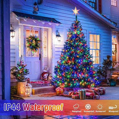 4 Pack Battery Operated Christmas Lights, 50 LEDs 16.5ft Multi Colored String Lights Outdoor Waterproof, Green Wire Battery Powered Twinkle Lights for Tree Wreath Christmas Decorations