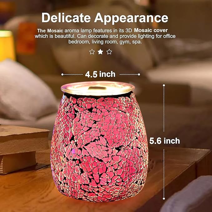 Dicimi Candle Warmer Lamp with Timer, Electric Wax Melt Warmer with Stepless Dimming & 2-10H Auto-Off, 2-in-1 Scented Wax Warmer & Night Light, Gradient Glass Home Decor for Bedroom Office