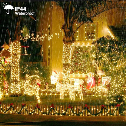 weillsnow 164 FT 500 LED Fairy Lights Outdoor, Warm White String Lights with Timer & 8 Modes, Waterproof Plug in Christmas Lights for Bedroom Wedding Party Decor