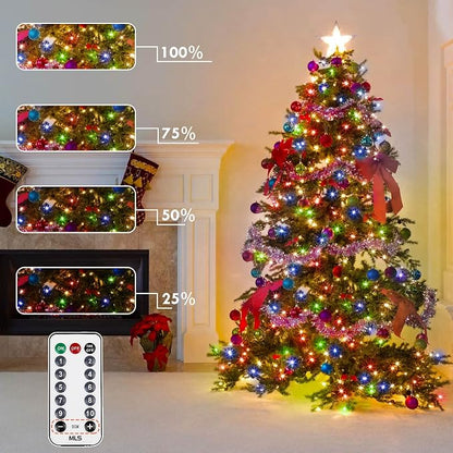 75.8FT Connectable Color Changing Christmas Light with Remote Timer 200 LED | Cool White & Multicolor Fairy Xmas String Lights with 11 Lighting Modes & Memory Function Waterproof for Christmas Tree Decor