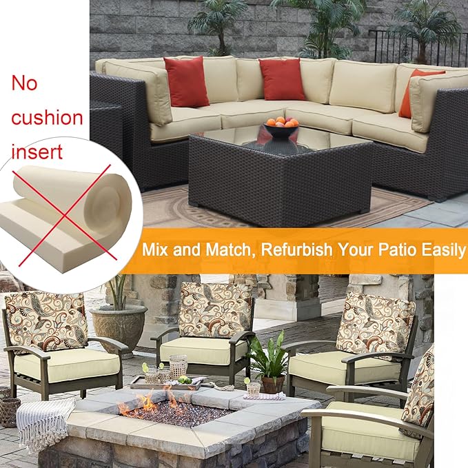 NettyPro Outdoor Bench Swing Loveseat Cushion Covers, Patio Furniture Cushion Slipcovers with Zipper, Water Resistant UV Protection, Replacement Cover Only, 45 x 18 x 3 Inch
