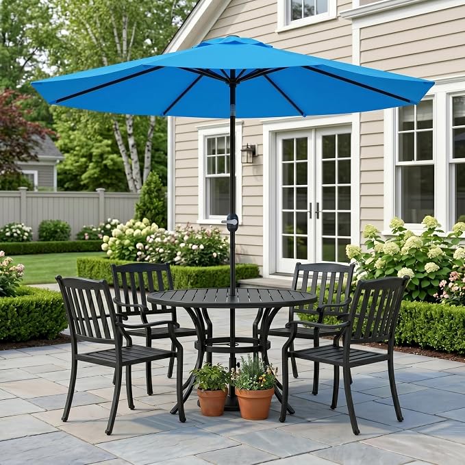Greesum 9FT Outdoor Patio Umbrella, Table Umbrella for Yard, Market, Heavy-Duty Waterproof Pool Umbrella with 8 Sturdy Ribs, UV Protection for Beach, Deck, Garden, Backyard