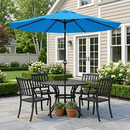 Greesum 9FT Outdoor Patio Umbrella, Table Umbrella for Yard, Market, Heavy-Duty Waterproof Pool Umbrella with 8 Sturdy Ribs, UV Protection for Beach, Deck, Garden, Backyard