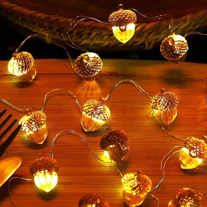 Forest Décor Fall Acorn Light Thanksgiving Decorative Fairy Lights Fall Garland Decor USB Plug in or Battery Operated String Lights Autumn Holiday 30LED 10ft Christmas Doorway Table Decor