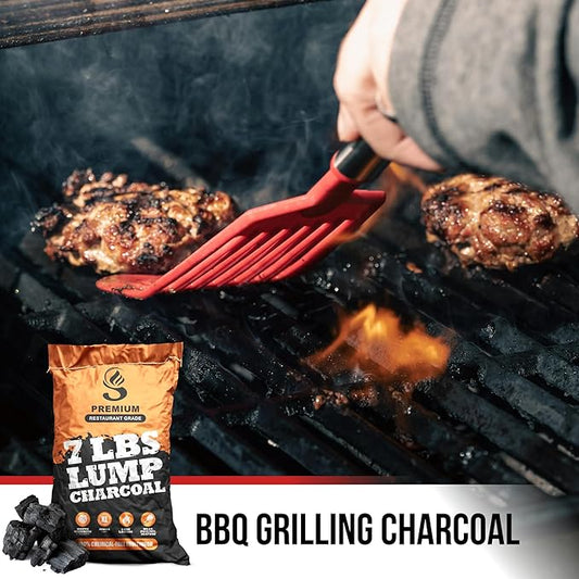 Jumbo Lump Grilling Charcoal - Natural Hand Selected Large Pcs - Dust Free Packing & Storage - USA BBQ and Smoking - Premium Restaurant Grade Barbeque Coals (7 lbs)
