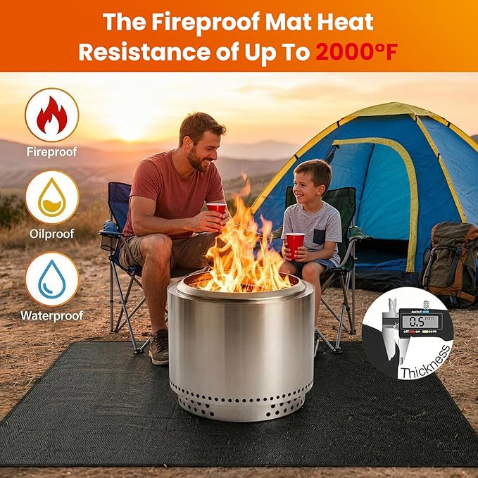 Large 90 x 52 inches Under Grill Mats for Outdoor Grill | Double-Sided Fireproof | Waterproof | Oil-Proof | Easy to Clean | Indoor Fireplace/Fire Pit Mat | Premium BBQ Mat for Deck Patio Lawn