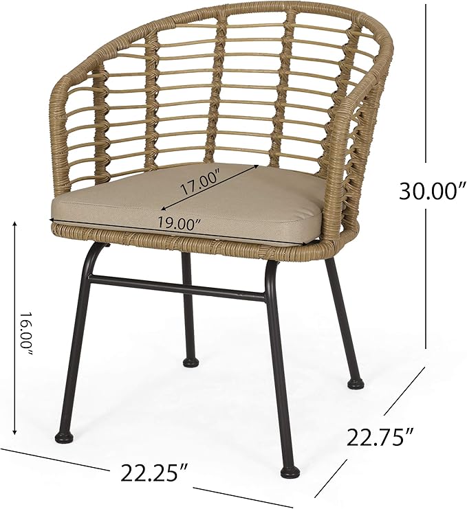 Christopher Knight Home Randy Outdoor Dining Chair Sets, Beige + Light Brown + Black