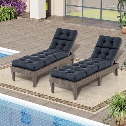 Tangkula Chaise Lounge Cushions Outdoor, 73 x 22 Inch Patio High Back Recliner Cushion with 4 String Ties, 4” Thick Padded Lounge Chair Cushion Replacement for Outdoor Indoor Furniture (1, Gray)